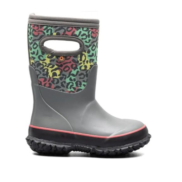 Bogs Other - NWT BOGS Girls Sz 5 Grey Pink Multi Grasp Neo Leopard Waterproof Snow Rain Boot